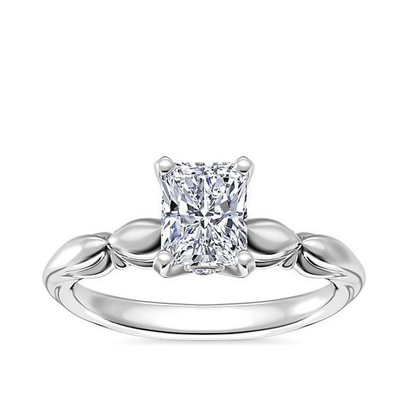1.15 Ct Radiant Cut Genuine Diamond Sparkle Solitaire Engagement Ring for her Solid 14K White Gold Size 7