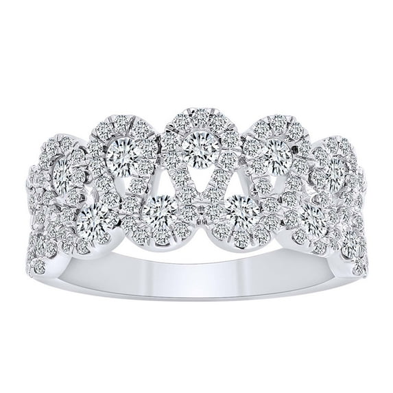 AFFY 1.15 Cttw Round Cut White Natural Diamond Wedding Band Ring In 14K Solid Gold-Ring Size-9.5