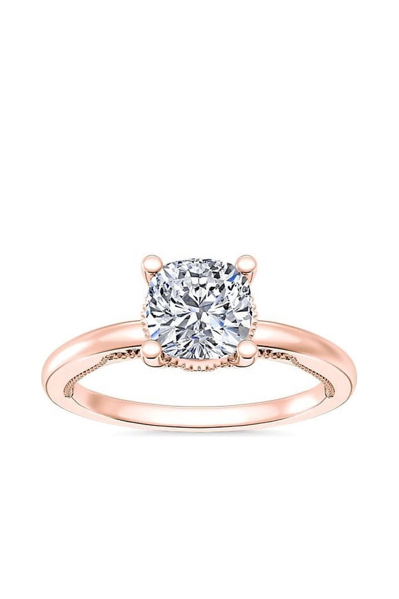 2.15 T.C.W Cushion Shaped IGI Certified Lab Grown Diamond Stunning Solitaire Wedding Ring for Women Solid 14K Rose Gold Size 3.5