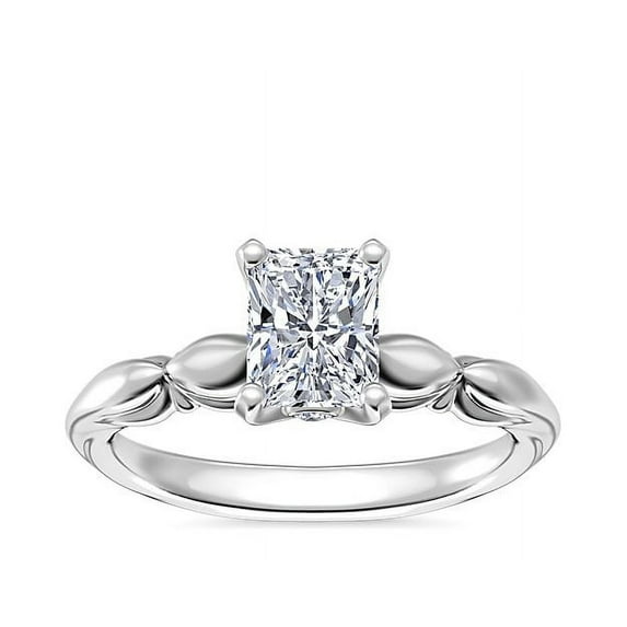 1.15 T.C.W Radiant Shape Natural Diamond Latest Design Solitaire Wedding Ring for Ladies Solid 14K White Gold Size 8
