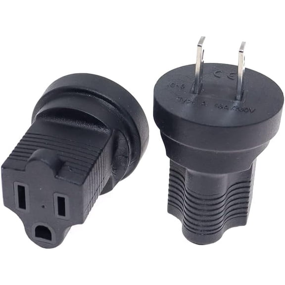 1-15P to 5-15R Power Adapter,Toptekits NEMA1-15P Male to 5-15R Female Power Adaptor,US 2-Pin to 5-15R Adaptor