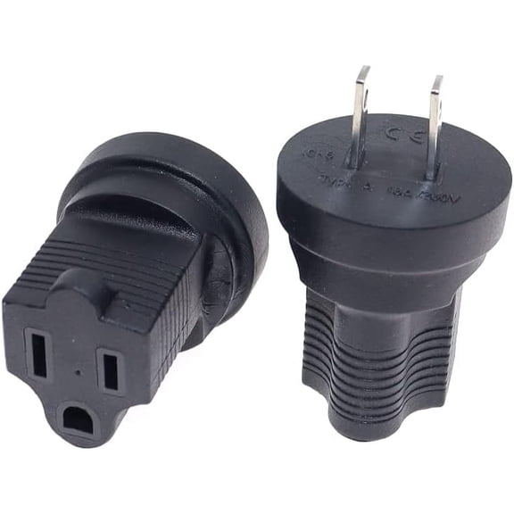 1-15P to 5-15R Power Adapter,Toptekits NEMA1-15P Male to 5-15R Female Power Adaptor,US 2-Pin to 5-15R Adaptor