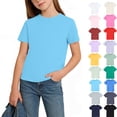 thumbnail image 1 of 1-15T Todders Teen Unisex T Shirts Cotton Short Sleeve Crew Neck Summer Tops Solid Color Casual Loungewear Going out Sleeping Pullover Shirts for Boys and Girls, 1 of 8
