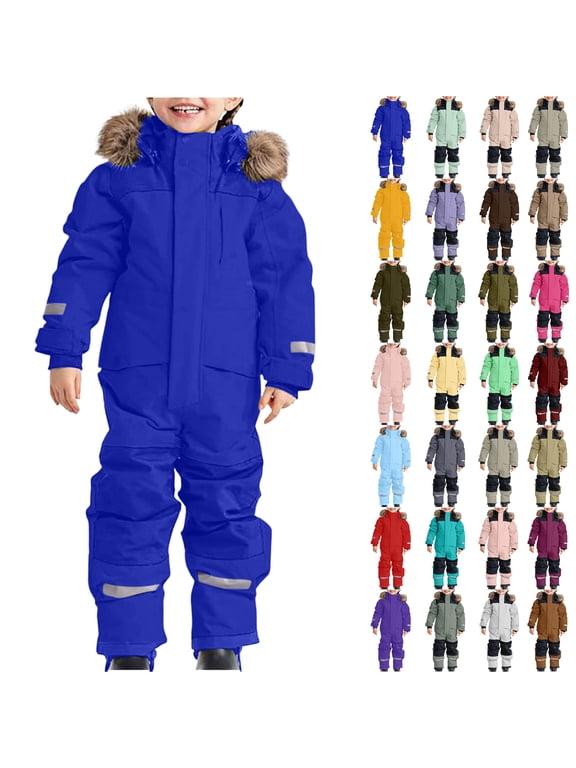 1-15Years Kid's Baby Boy and Girl's One Piece Snowsuit Kids Girls Boys Colorful Siamese Snowsuits Ski Suits Jackets Winter Jumpsuits