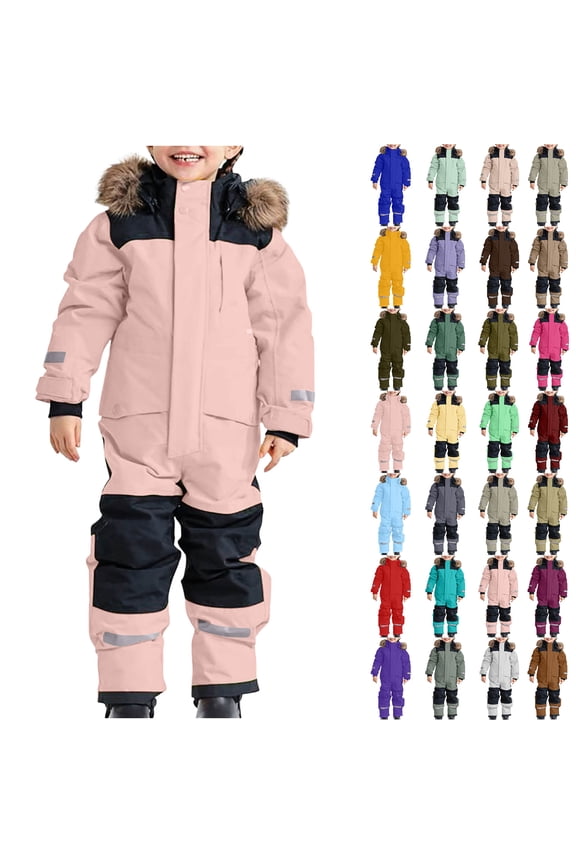 1-15Years Kid's Baby Boy and Girl's One Piece Snowsuit Kids Girls Boys Colorful Siamese Snowsuits Ski Suits Jackets Winter Jumpsuits