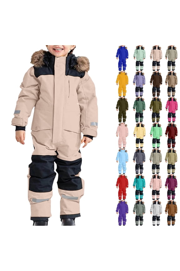 1-15Years Kid's Baby Boy and Girl's One Piece Snowsuit Kids Girls Boys Colorful Siamese Snowsuits Ski Suits Jackets Winter Jumpsuits