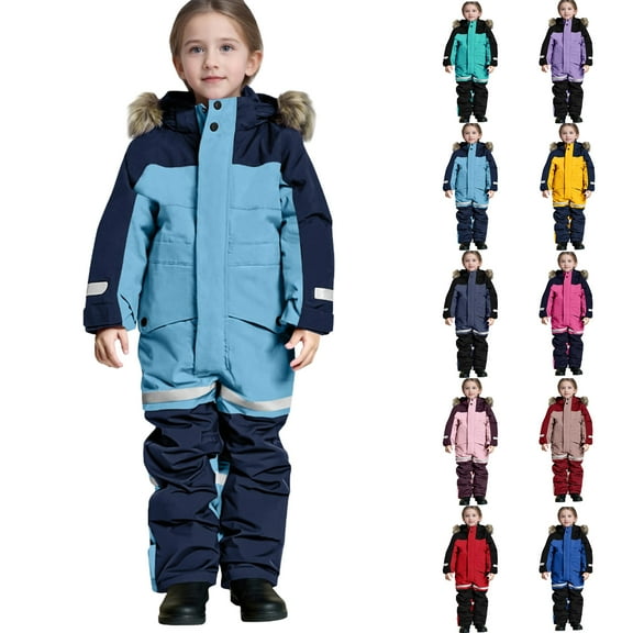 1-15Years Kid's Boy and Girl's One Piece Snowsuit Kids Girls Boys Colorful Siamese Snowsuits Ski Suits Jackets Winter Jumpsuits