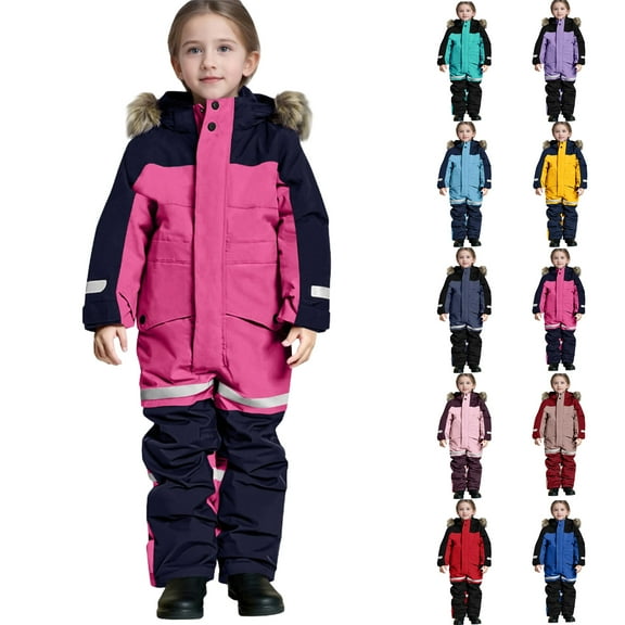1-15Years Kid's Boy and Girl's One Piece Snowsuit Kids Girls Boys Colorful Siamese Snowsuits Ski Suits Jackets Winter Jumpsuits
