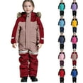 thumbnail image 1 of 1-15Years Kid's Boy and Girl's One Piece Snowsuit Kids Girls Boys Colorful Siamese Snowsuits Ski Suits Jackets Winter Jumpsuits, 1 of 10