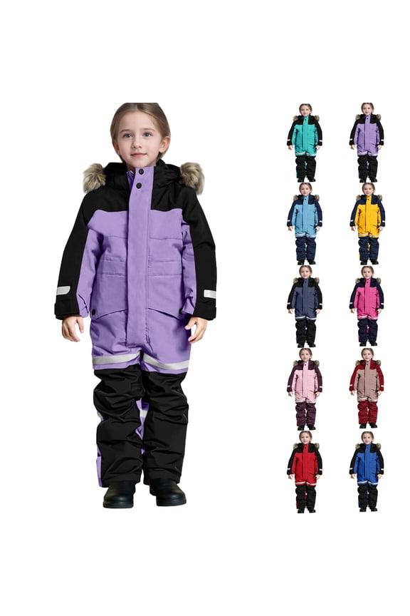 1-15Years Kid's Boy and Girl's One Piece Snowsuit Kids Girls Boys Colorful Siamese Snowsuits Ski Suits Jackets Winter Jumpsuits