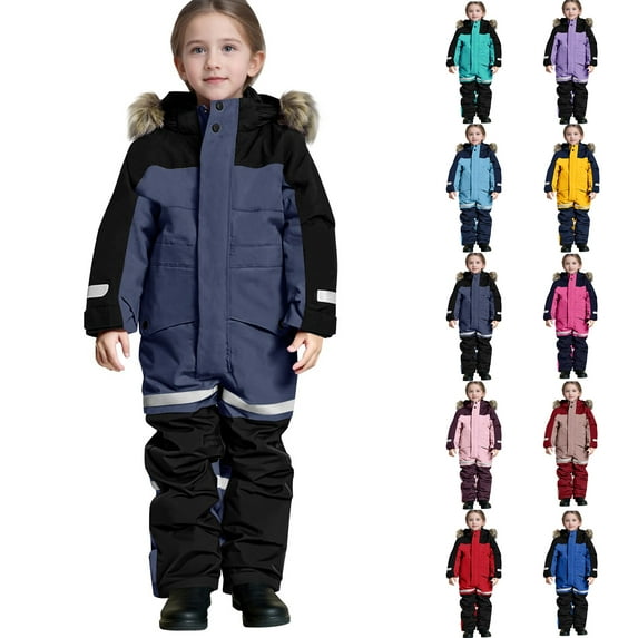 1-15Years Kid's Boy and Girl's One Piece Snowsuit Kids Girls Boys Colorful Siamese Snowsuits Ski Suits Jackets Winter Jumpsuits