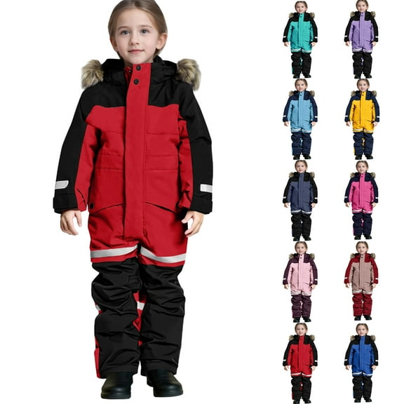 1-15Years Kid's Boy and Girl's One Piece Snowsuit Kids Girls Boys Colorful Siamese Snowsuits Ski Suits Jackets Winter Jumpsuits