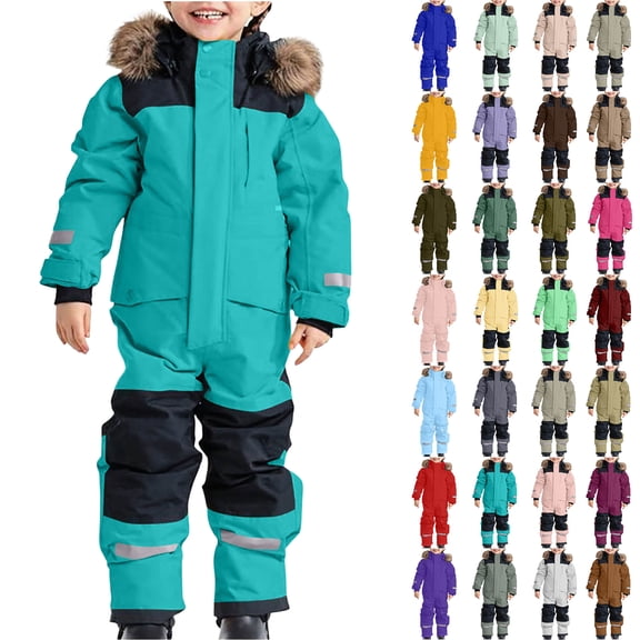 1-15Years Kids Girls Boys Ski Suits Jumpsuits Waterproof Windproof One Piece Snowsuits Winter Warm Outdoor Jackets Coats Ski Suits Jackets Winter Jumpsuits