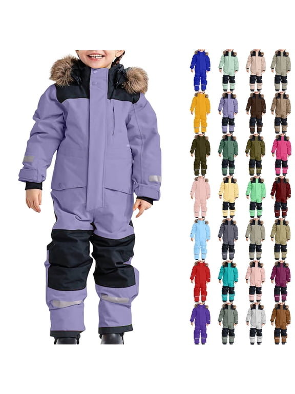 1-15Years Kids Girls Boys Ski Suits Jumpsuits Waterproof Windproof One Piece Snowsuits Winter Warm Outdoor Jackets Coats Ski Suits Jackets Winter Jumpsuits