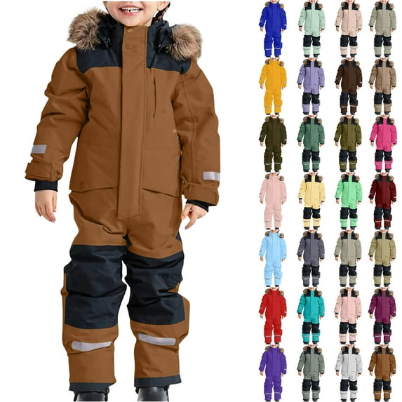 1-15Years Kids Girls Boys Ski Suits Jumpsuits Waterproof Windproof One Piece Snowsuits Winter Warm Outdoor Jackets Coats Ski Suits Jackets Winter Jumpsuits
