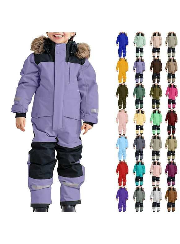1-15Years Snowsuit Children Boys Ski Suit Kids Girls Boys Colorful Siamese Snowsuits Ski Suits Jackets Winter Jumpsuits