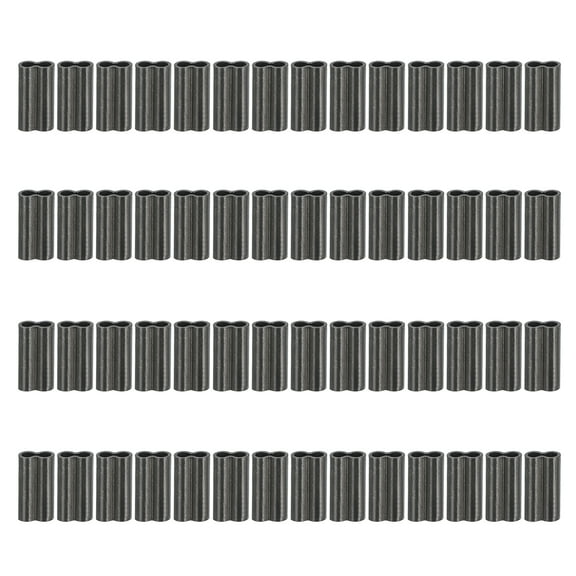 1/16" 1.5mm Wire Rope Loop Sleeve 100 Pcs Copper Double Ferrule Duplex Crimping Loop Sleeve for Wire Rope Cable Fittings Rigging Fishing Wire,Black