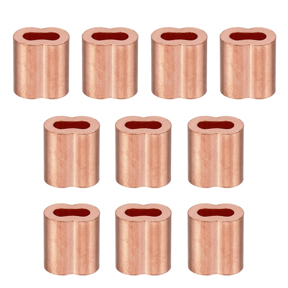 1/16"/ 1.5mm Wire Rope Loop Sleeve Copper Double Ferrule Crimping Loop Sleeve, 10 Pack