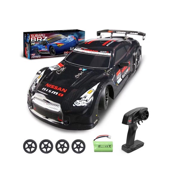 1:16 4WD RC Drift Car, High-Speed Racing Car with LED Lights, Replaceable Drift Tires, 3.7V Battery & 2.4G Remote Control GTR Light Drift Car Toy for Adults