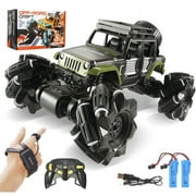 1:16 Alloy Gesture Sensing Remote Control Car, Hand Controlled RC Car 360° Rotating 4WD 2.4Ghz RC Monster Trucks Stunt Vehicle with 2 Rechargeable Batteries for Christmas Gifts Kids