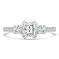 thumbnail image 1 of 1.16 CTW Princess Diamond Three-Stone Engagement Ring with Accents in 14K White Gold - Size 6.5, 1 of 1