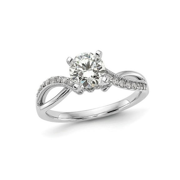 1.16 Carat (Ctw VS2, D-E-F) IGI Certified Round Lab-Grown Diamond Engagement Ring 14K White Gold for Women