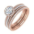 thumbnail image 1 of 1.16 Carat Prong Set Diamond Halo Bridal Ring Set in 14K Rose Gold (Ring Size 5) (I1-I2 Clarity), 1 of 5