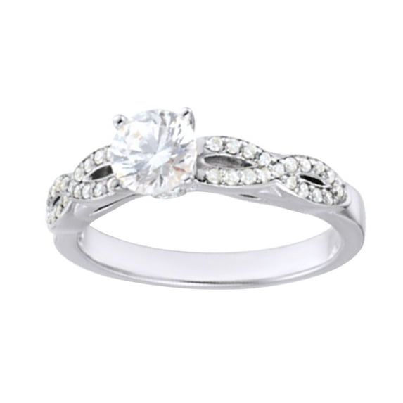 AFFY 1.16 Ct White Diamond Solitaire Twisted Engagement Ring In 14K Solid White Gold By