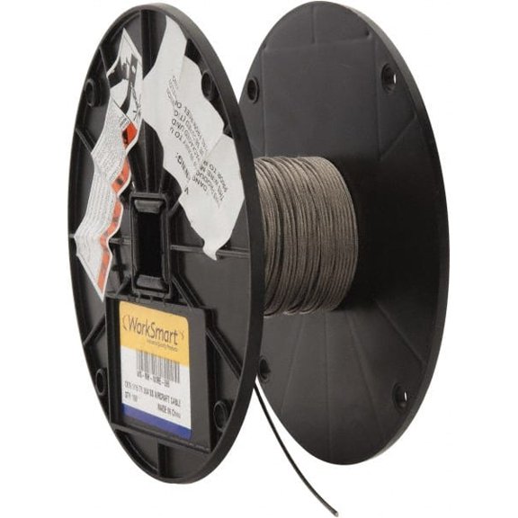 1/16" Diam, Aircraft Cable 500 Lb Breaking Strength, 1 x 19 Single Strand