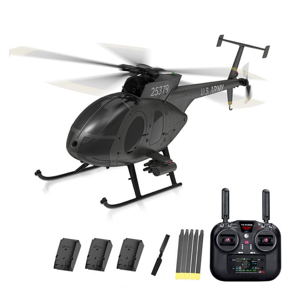 1/16 F119S MD500 Little Bird RC Helicopter for Adults, 2.4G 9CH Flybarless Military Remote Control Helicopter Model, 6G/3D GPS Smart RC Airplane with Optical Flow Positioning & Dual Brushless Motors