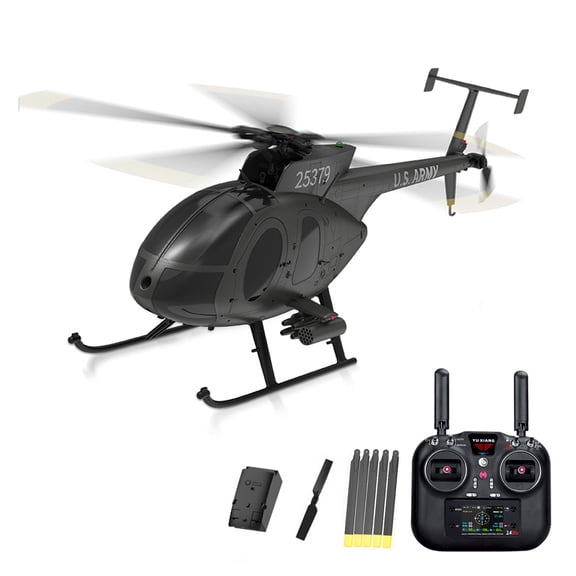 1/16 F119S MD500 Little Bird RC Helicopter for Adults, 2.4G 9CH Flybarless Military Remote Control Helicopter Model, 6G/3D GPS Smart RC Airplane with Optical Flow Positioning & Dual Brushless Motors
