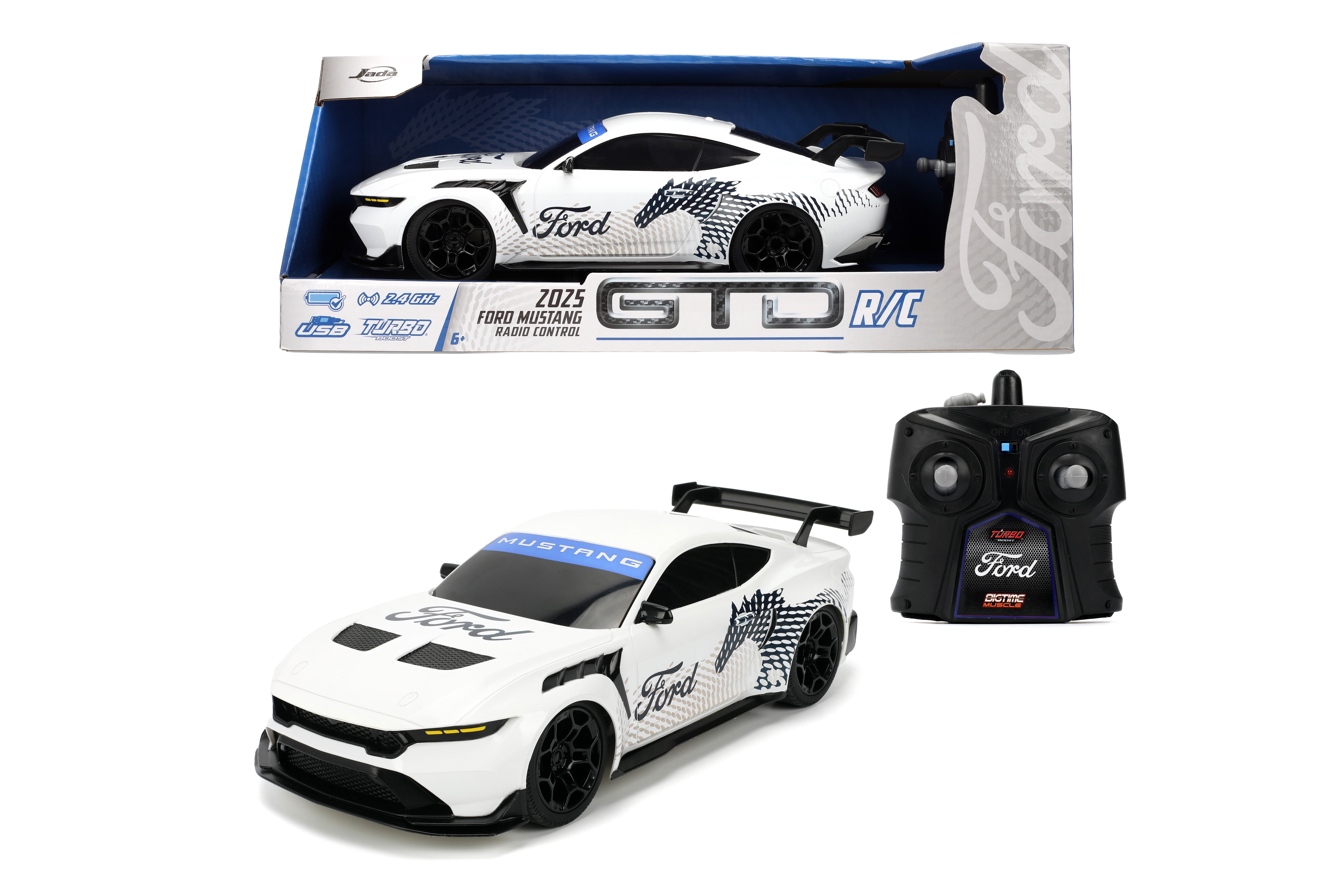 2025 Ford Mustang GTD RC Car – 1:16 Scale RC Vehicle with 2.4GHz Remote, Turbo Boost, USB Charging – Ready-to-Run Remote Control Vehicle for Ages 6+