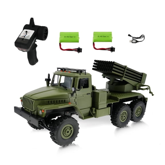 1:16 Full-Scale RC Crawler, 4WD 2.4G Remote Control Climbing Car with 5KM/H High Speed, Rocket Launcher, Spare Tire, RC Drift Vehicle Model Toy Gift for Adults