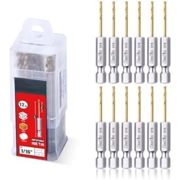 1/16 Hex Shank Drill Bits, Titanium Drill Bit Set for , Quick Change Small Drill Bits for ( of 12 Identical Pcs)
