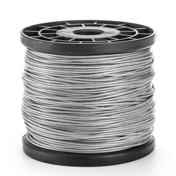 1/16 Inch x 500 Feet Wire Rope Cable, Stainless Steel Braided Wire Stranded Rope Vinyl Coated Aircraft Cable for Outdoor Clothesline, Trellis, String Lights, 7x7 Strands Core