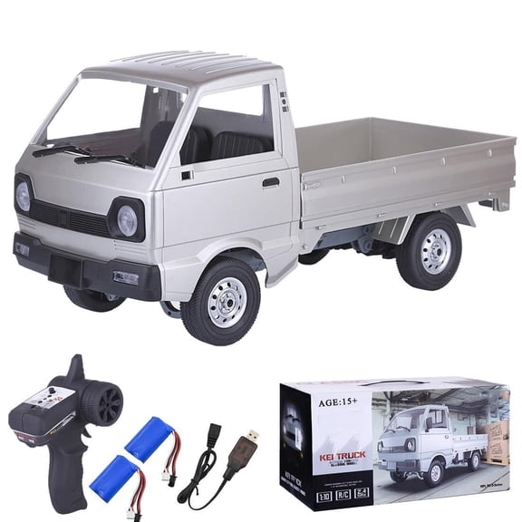 1/16 Kei Truck RC Car - 2.4GHz Remote Control Off-Road Rock Crawler with LED Headlights and Brushed Motor - RTR Toy for Adults (White)