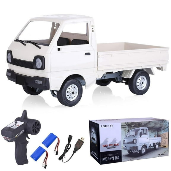 1/16 Kei Truck RC Car - 2.4GHz Remote Control Off-Road Rock Crawler with LED Headlights and Brushed Motor - RTR Toy for Adults (White)