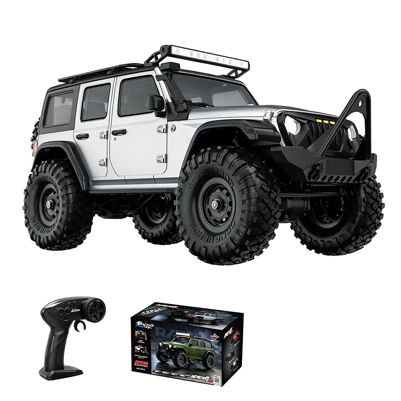 1/16 RC Crawler 4WD Full Proportional Off-Road Truck, Metal Gear Servo, Multi-Mode LED Lights, High-Strength Chassis Rock Climbing Vehicle(R1606/Grey)