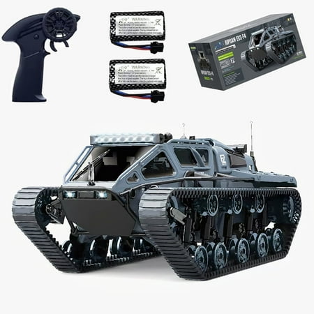 TZDZRC 1:16 RC Tank Car,2.4Ghz Remote Control Crawler Tanks Model,4WD 10KM/H High Speed Off-Road 360°Rotating Drifting Vehicle,Truck Toy for Kids,2 Batteries