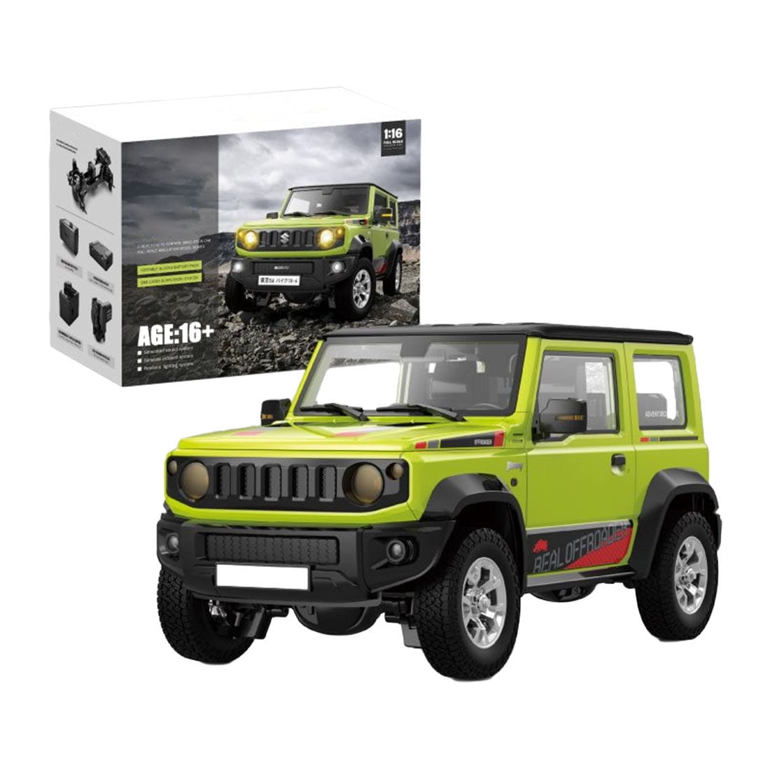 1/16 Scale 2.4GHz 4WD RC Off-Road Car HG4-53 with Smoke Generator & Sound Ready to Run Electric Climbing Vehicle（Green）