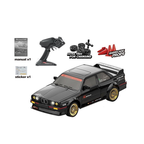1:16 Scale 4WD RC Drift Car, 370 Motor, ESP Gyro, 2.4GHz Full Proportional, Front/Rear LED Lights, High Speed Model
