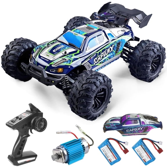1:16 Scale All-Terrain RC Car for Adults, 38+KM/H High Speed 4WD Off-Road Remote Control Truck with 2 Rechargeable Batteries and Interchangeable car shells