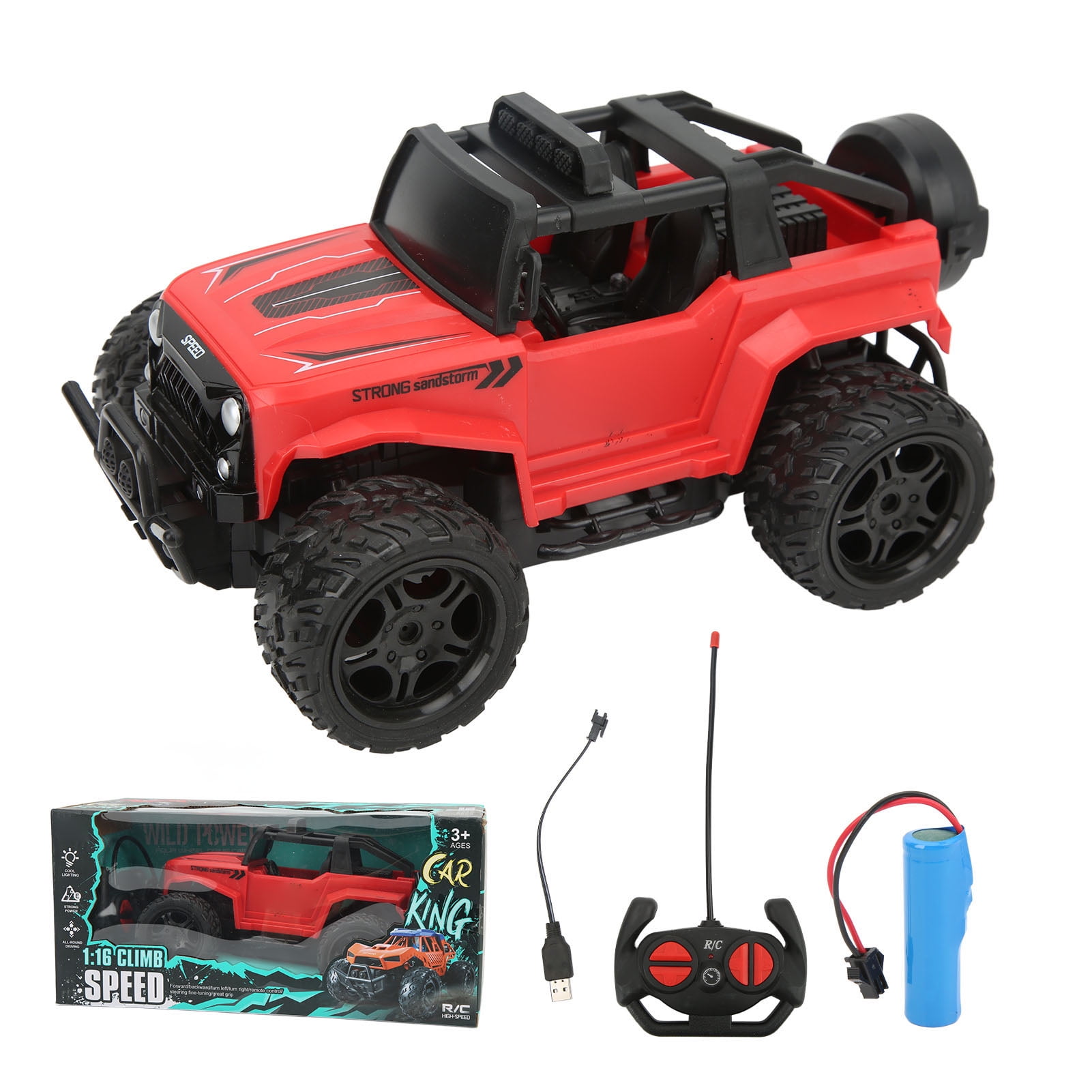 1/16 Scale Off Road Car with Light Sound Effects Nonslip Tires 2.4Ghz