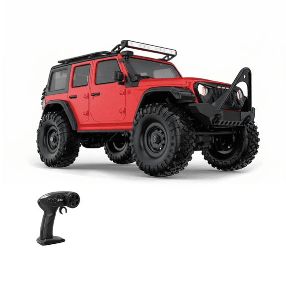 1/16 Scale RC Crawler - Full Proportional Off-Road Rock Crawler with 12 LED Light Modes, All-Terrain Control RC Car for Adults - Red