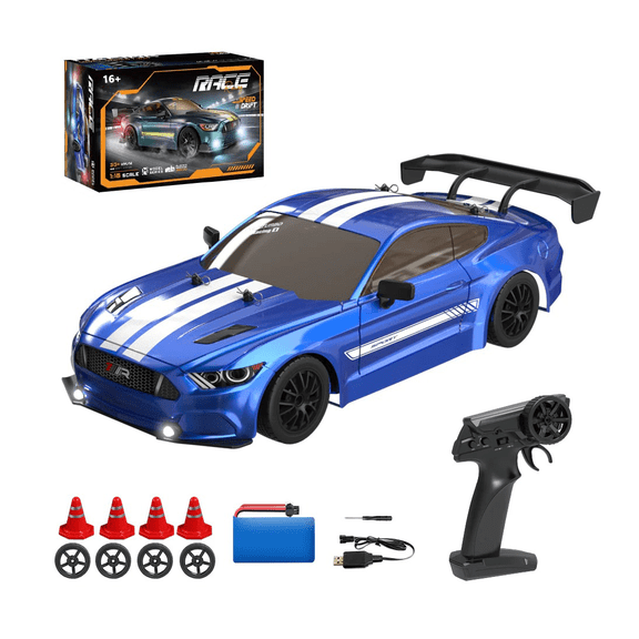 1:16 Scale RC Drift Car 2.4G 4WD Electric Racing Sports Car with LED Lights, High-Speed Remote Control Vehicle Model Toy for Teens & Adults Hobbyists & Collectors