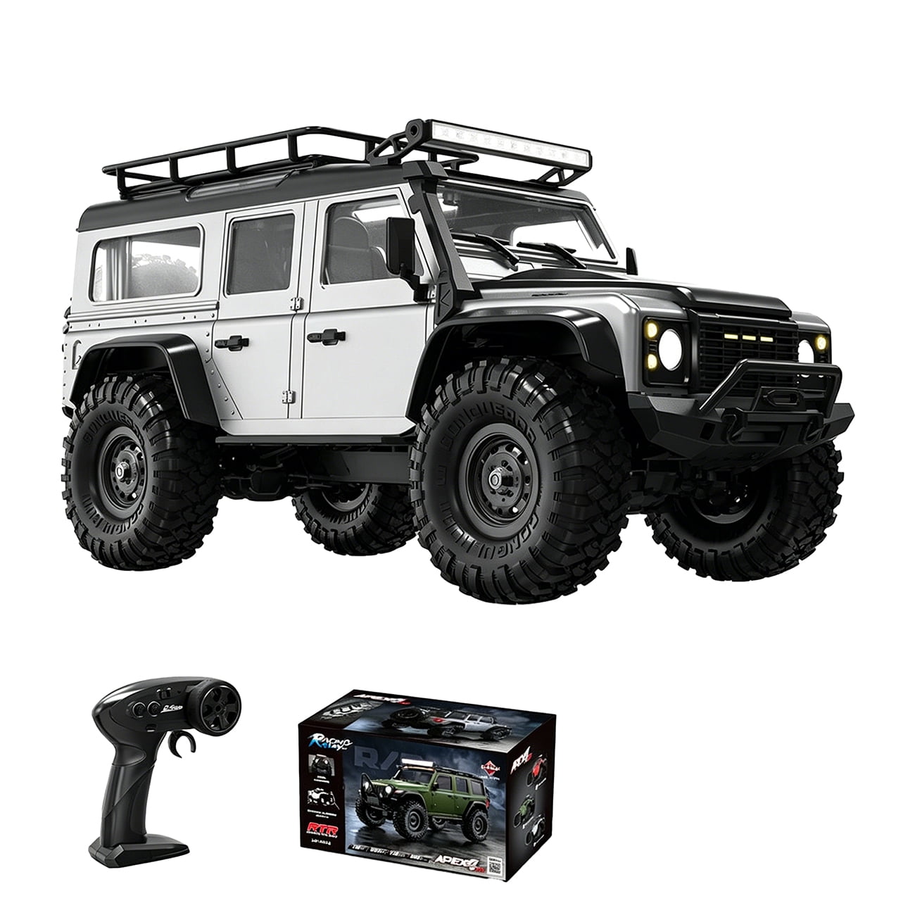 1/16 Scale RC Rock Crawler, 2.4GHz Full Proportional Off-Road Truck with 12 Lighting Effects & Metal Gear Servo, Climbing RC Car for Adults