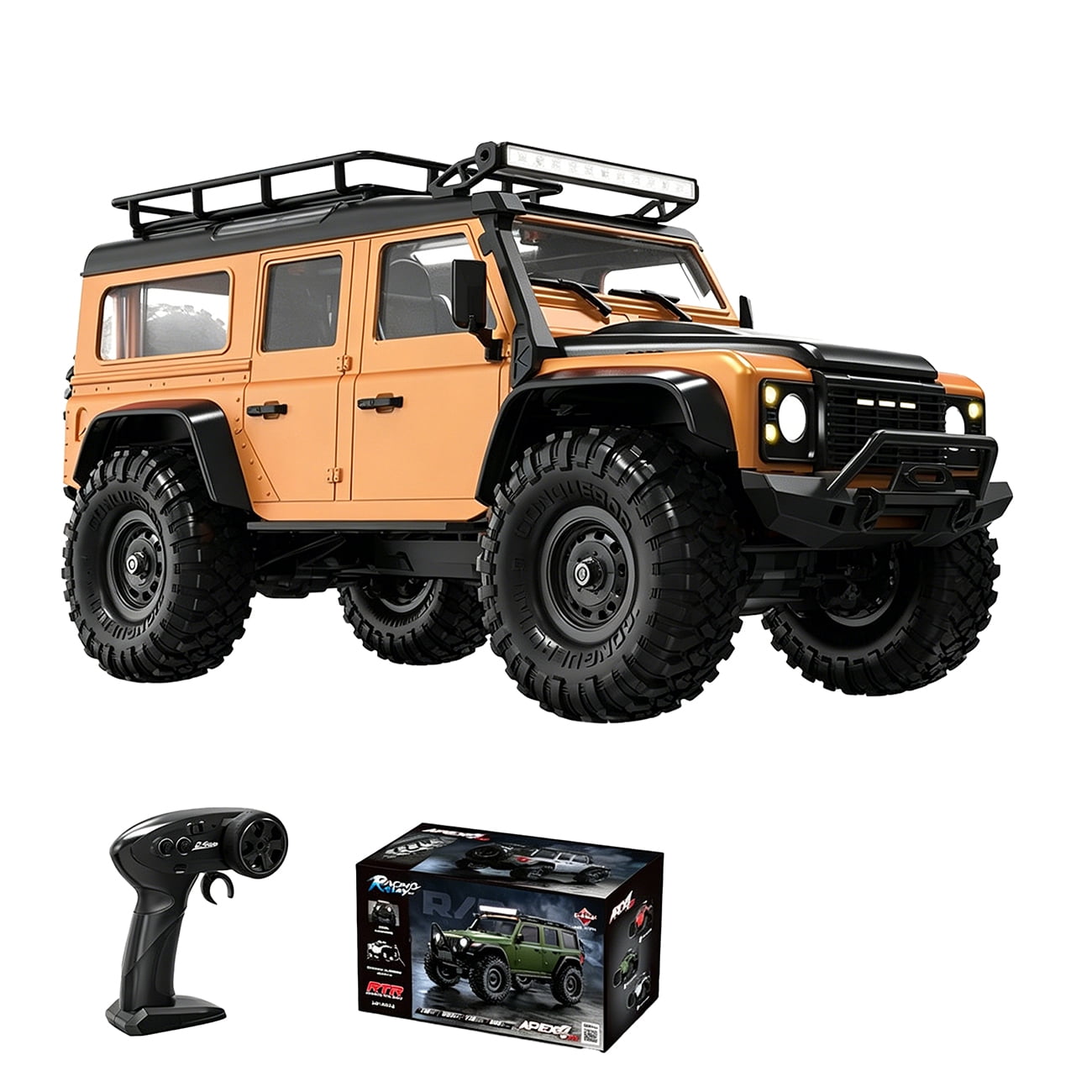 1/16 Scale RC Rock Crawler, 2.4GHz Full Proportional Off-Road Truck with 12 Lighting Effects & Metal Gear Servo, Climbing RC Car for Adults