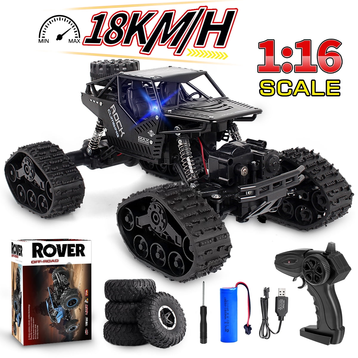 1:16 Scale Remote Control Car,2.4 GHz RC Drift Race Car, 4WD High Speed 18  Km/h All Terrains Electric Toy Off Road RC Monster Vehicle Truck Crawler