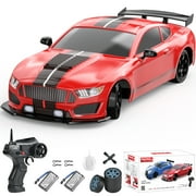 116 Scale Remote Control Car RC Drift Car, 4WD 18KM/H High Speed Model Vehicle with LED Lights Spray Rubber Tire Racing Sport Toy Car