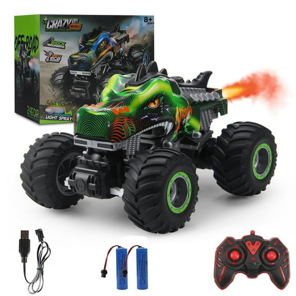 1:16  All Terrain Monster Truck, 2.4GHz  Electric Stunt RC Car with Music Lights Spray,Remote Control Cars Toys for  8-12 Boys Girl Kids Gift,2 Batteries